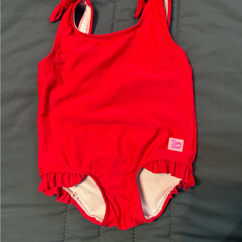 Ruffle Butts Bright Red Ruffle-Trim One-Piece Swimsuit